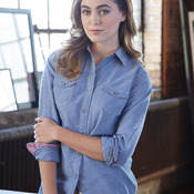 Women's Vintage Chambray Long Sleeve Shirt